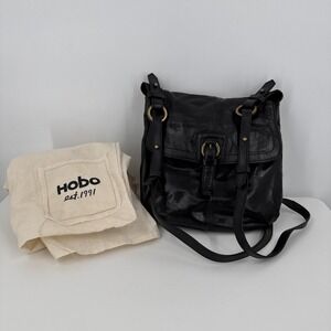 Hobo International Women's Leather Black  Crossbody Saddle‎ Bag Vintage